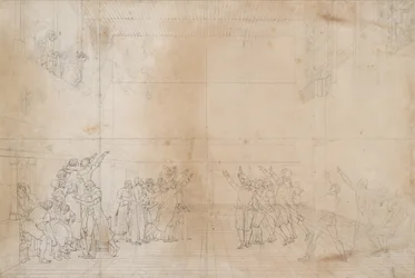 Estudo para o Juramento do Campo de Ténis, c.1790 (tinta e grafite sobre papel)